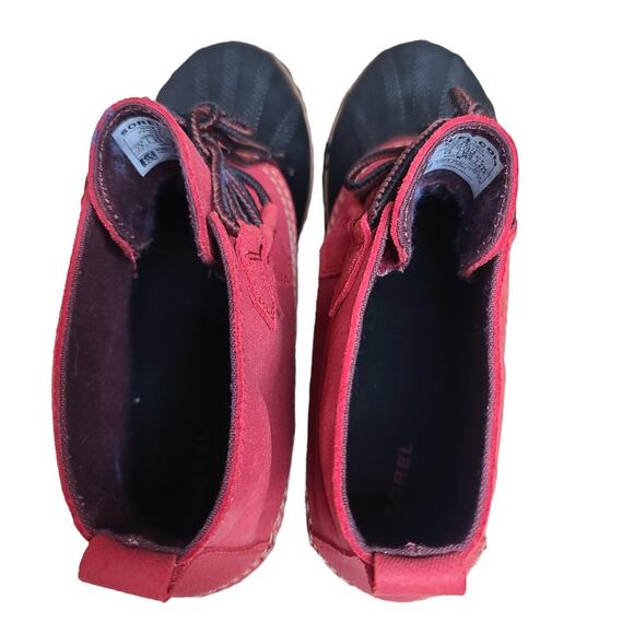 Sorel Red Black Gypsy Out N About Waterproof Lace Up Ankle Boots NEW 7 1/2 - Picture 5 of 7